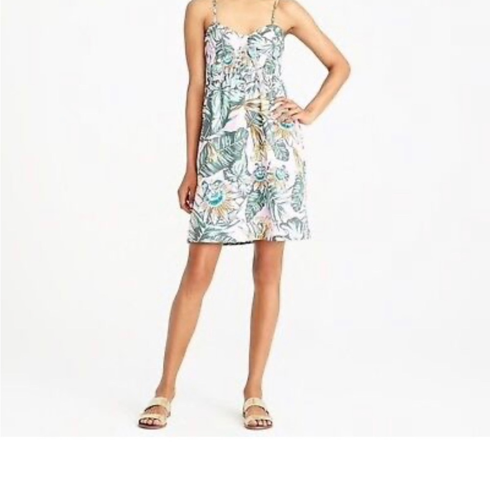 EUC J. Crew Floral Lavender Printed Poplin Dress Size Small